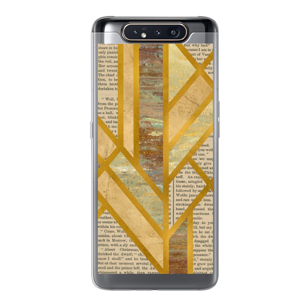 MuchoWow Handyhülle Schutzhülle Hülle für Samsung Galaxy A80 Gold - Marmor - Vintage Silikon Softcase Handy Hülle - Schutzdeckel