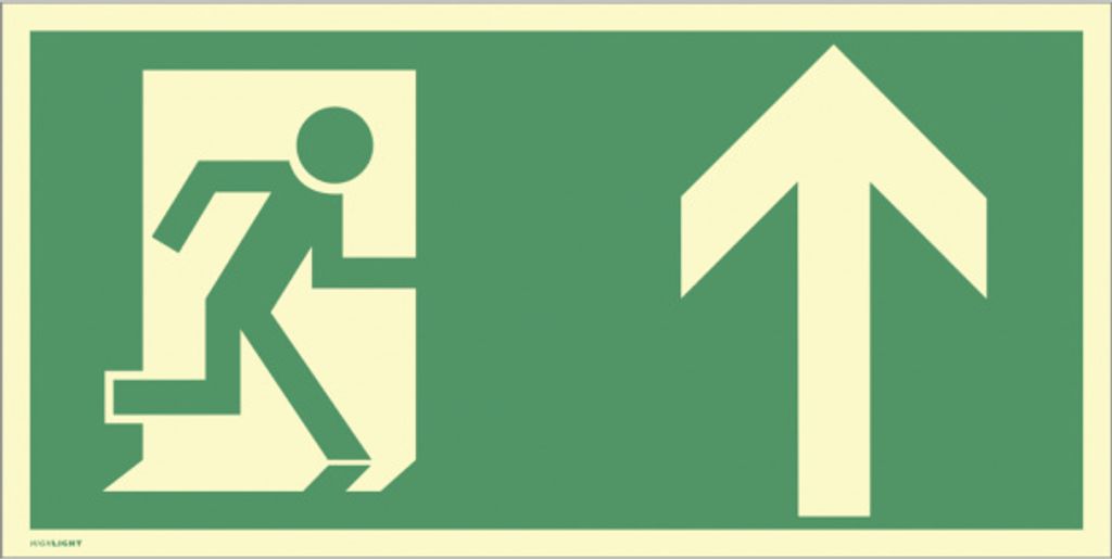 Dreifke Schild Rettungsweg geradeaus, Kunststoff, langnachleuchtend, 160-mcd...