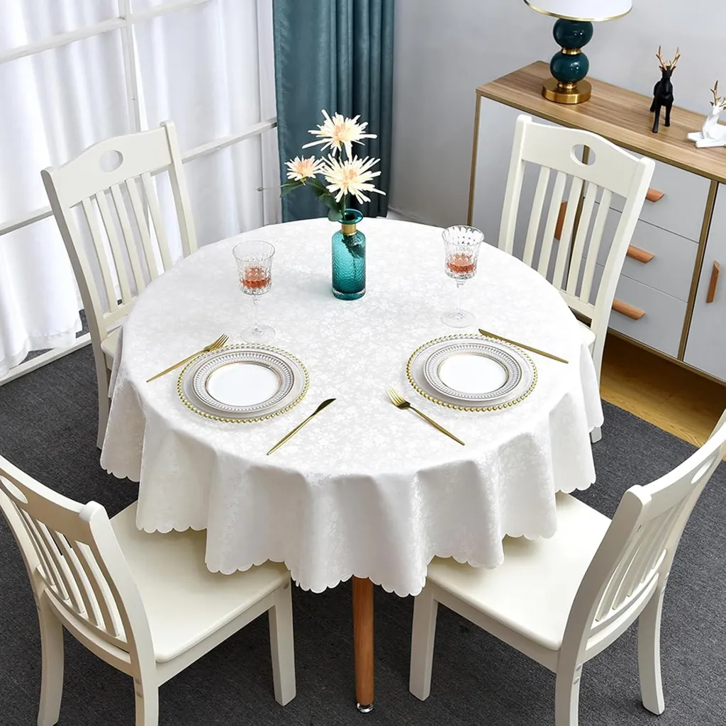 Nappe ronde imperméable en toile cirée 160 cm pour table de cuisine