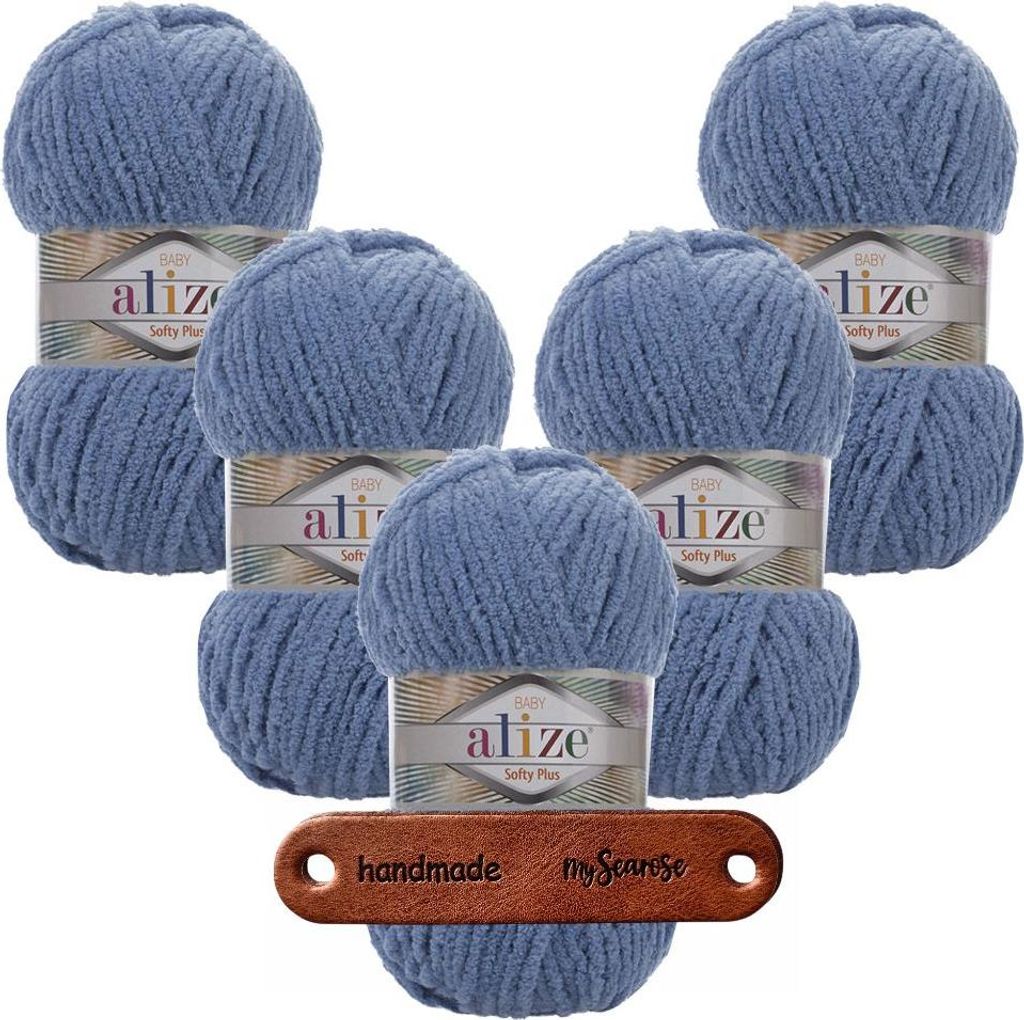 5 x ALIZE Softy Plus 374 Denim mit Label
