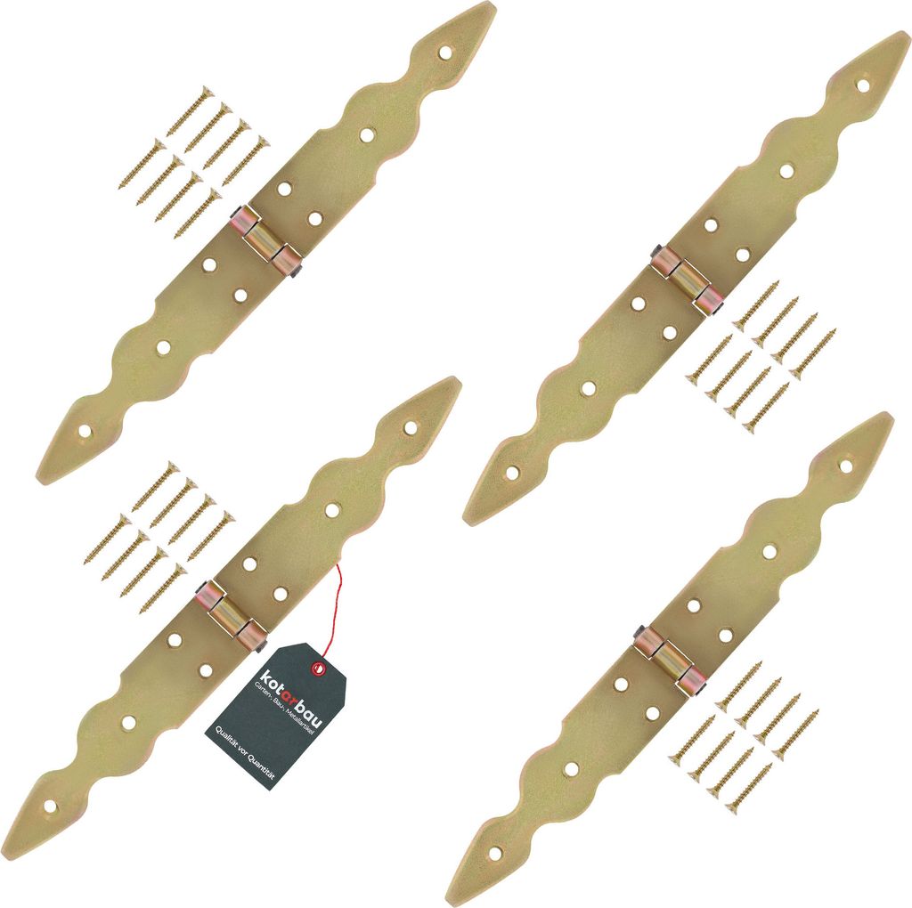 KOTARBAU 4er Set Ladenband Türbänder 150 x 150 x 35 mm aus Verzinkt Stahl Torscharnier Türband Gold Scharniere Klappbar Fensterscharnier Holzt...