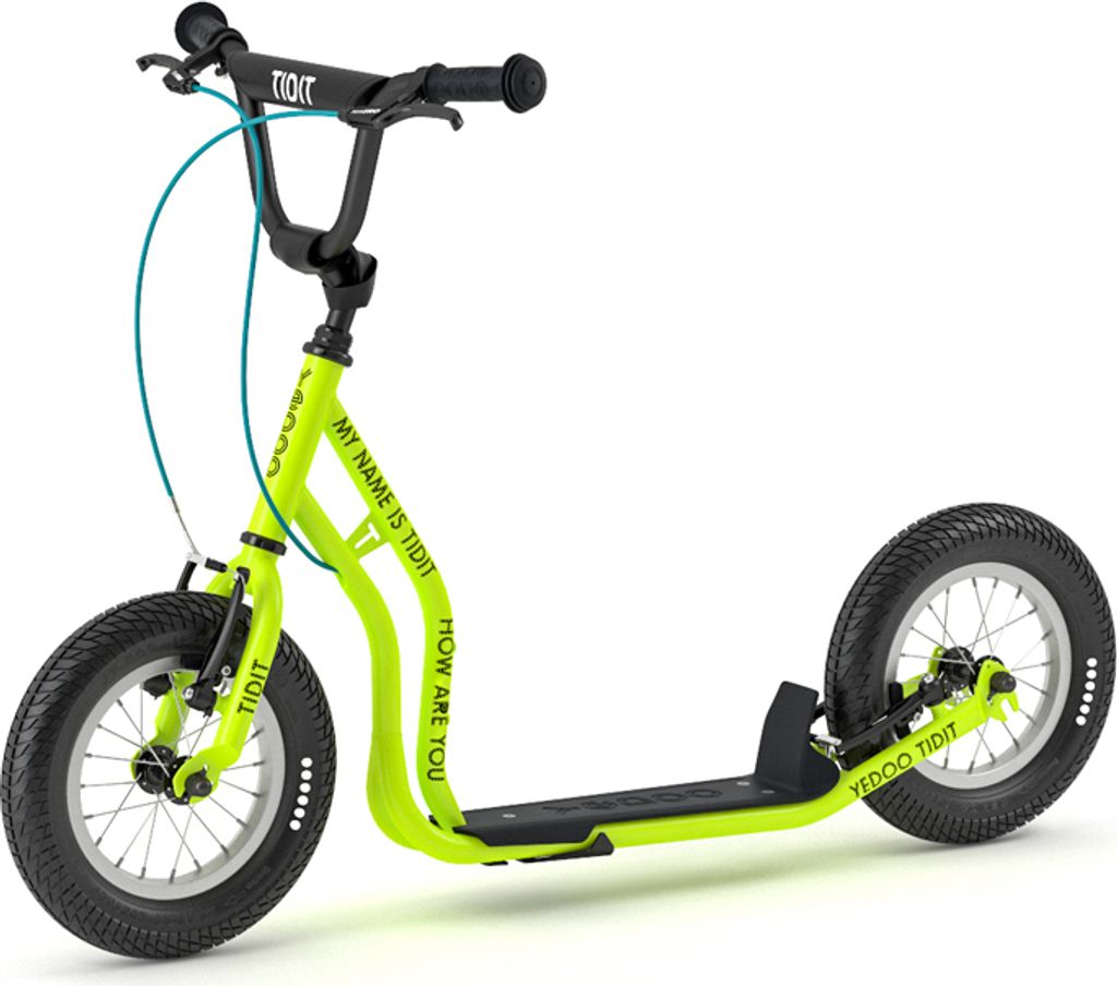Yedoo Tidit Kinder Roller Scooter Tretroller - für Kinder ab 5 Jahre, mit Luftreifen 12/12, Reflexelementen und verstellbarem Lenker Limette