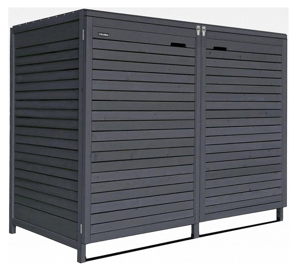 Mülltonnenbox für 2 Tonnen mit 120L Fassungsvermögen, Holz vorimprägniert in Anthrazit mit Rückwand