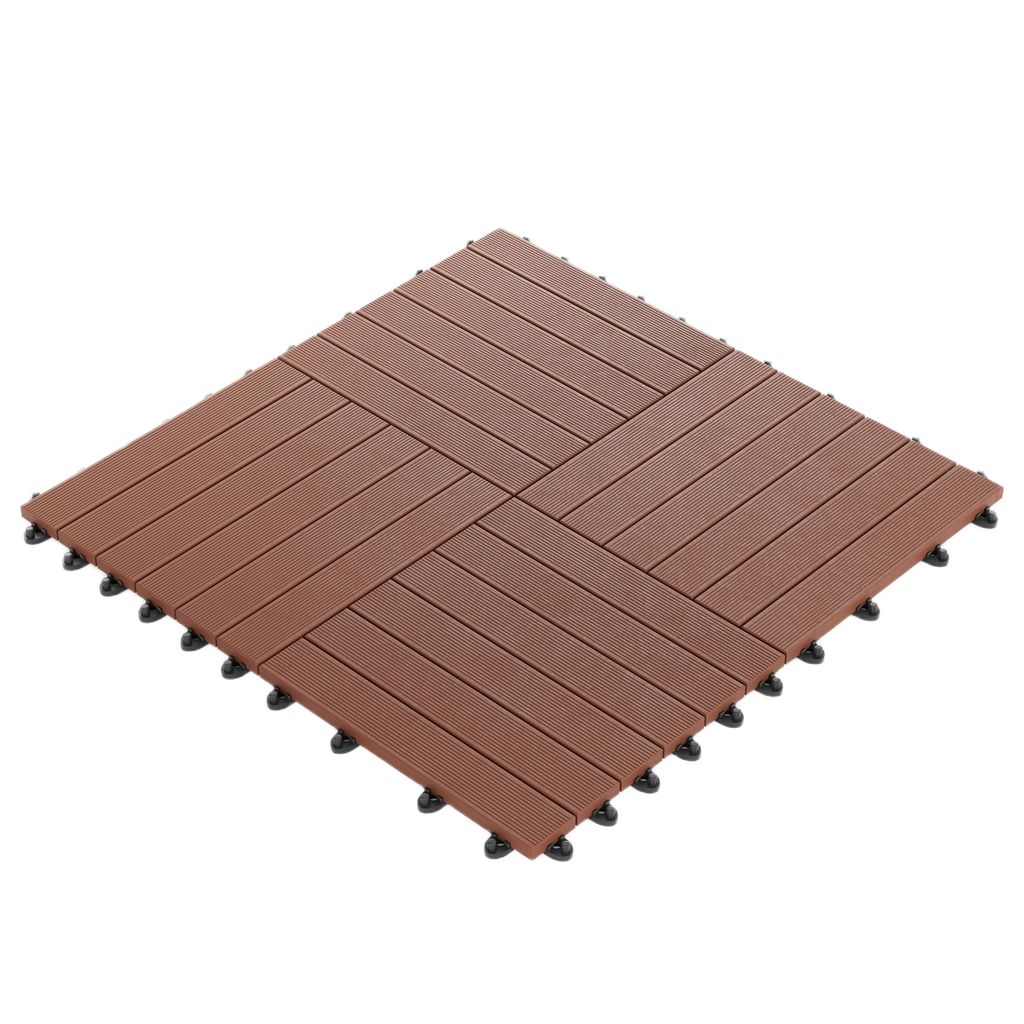 GUMI Terrassendielen Terrassenfliesen WPC Komposit 1 m² – Modulares System für Balkon und Terrasse | Montage ohne Werkzeug | Quadrate | Kastani...