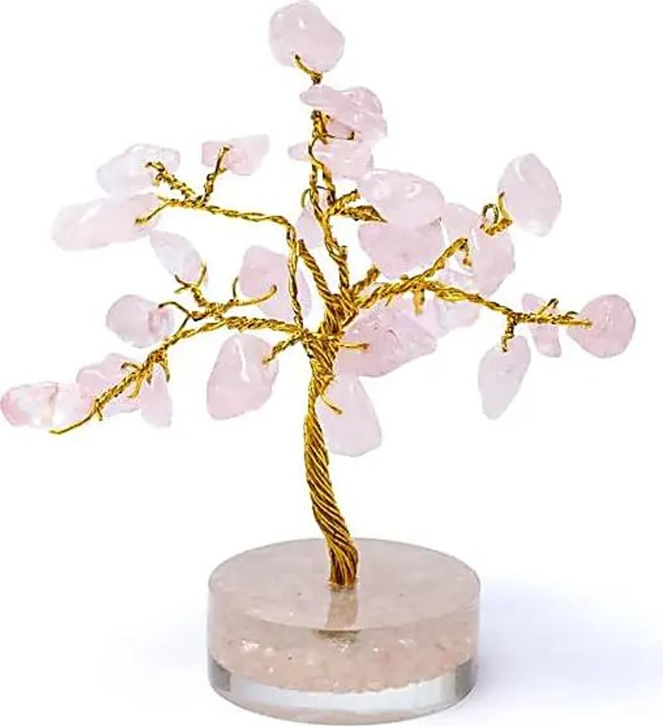 Arbre de vie en Quartz Rose naturel - Décoration Zen Lot de 4 pièces