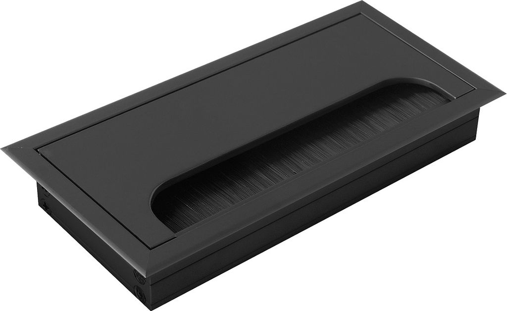 Aluminium Kabeldurchlass Bürstendichtung Kabelführung vers. Maße und Farben Kabelauslass Schwarz eloxiert 80mm x 160mm