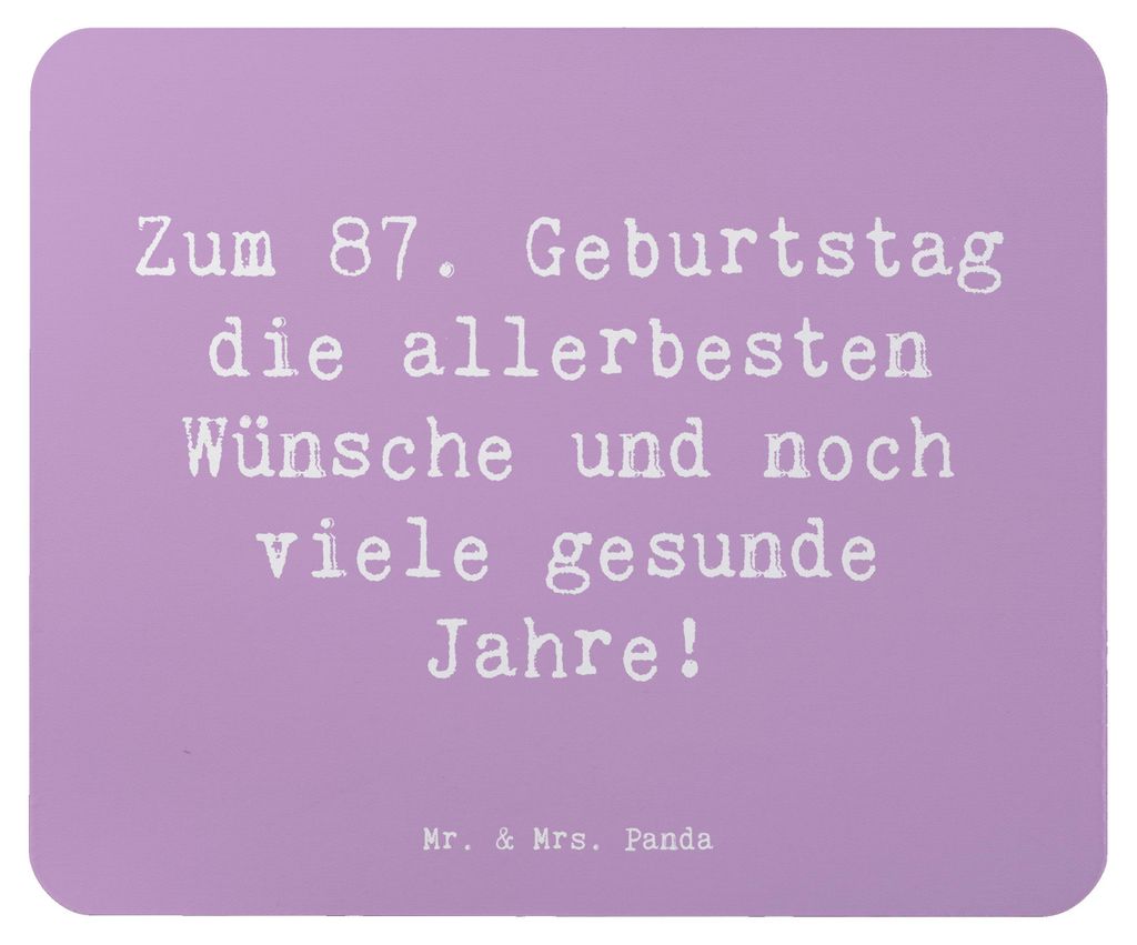 Mr. & Mrs. Panda Mauspad Spruch 87. Geburtstag - Lavendeltraum - Geschenk, Jubiläum 87 Jahre, laptop, Glückwunsch, Geburtstagsgrüße, herzliche ...