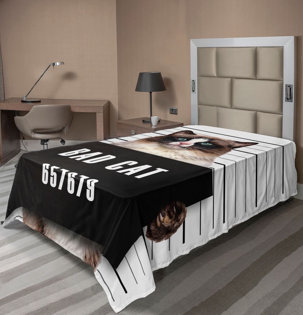 ABAKUHAUS Katze Bettlaken, Schlechte Bandenkatze Gefängnis Kitty Unter Festnahme Kater Künstlerischer Arbeit, weiches bequemes oberes Bettlaken f...