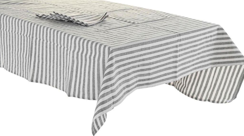 Tischdecke und Servietten DKD Home Decor 150 x 150 x 0,5 cm Grau Weiß grün