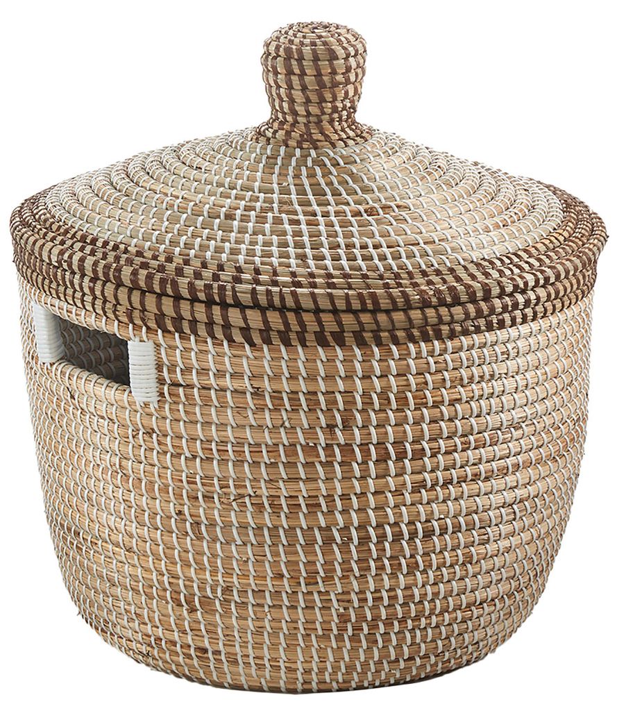 Kobolo Aufbewahrungskorb TAIPAN aus getrocknetem Seegras 42x45 cm Schlangenkorb mit Deckel Korb Körbe Wäschekorb Spielzeugkorb Aufbewahrungsbox Deko