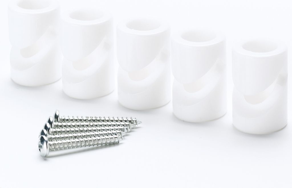 5 Stück Wand- und Deckenpin, Kabelhalter als Deckenbefestigung für Textilkabel, (Ø 20 mm), Höhe 30 mm, Weiß