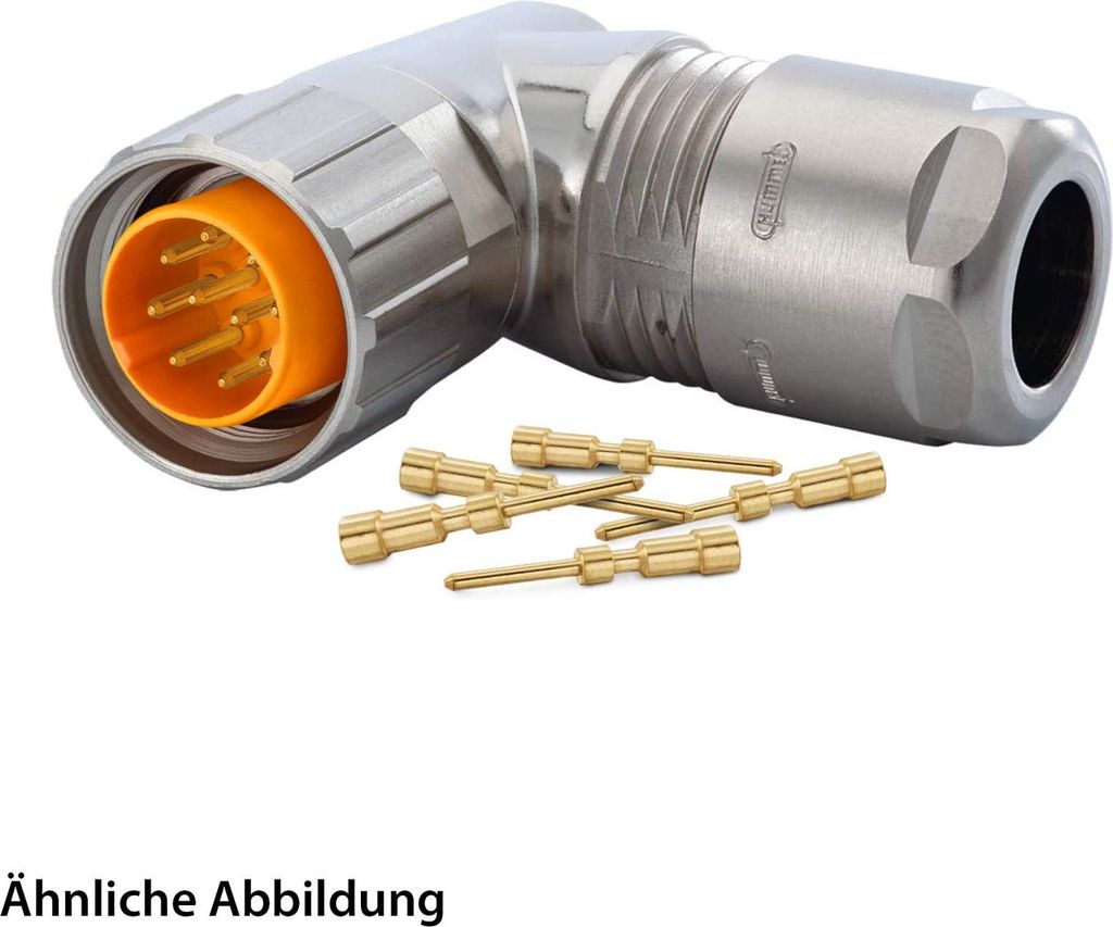 HUMMEL SET inkl. Kontakte M16 Kabelsteckverbinder, Crimpeinsatz gewinkelt Polzahl 3+4+PE, Stift orientierbar