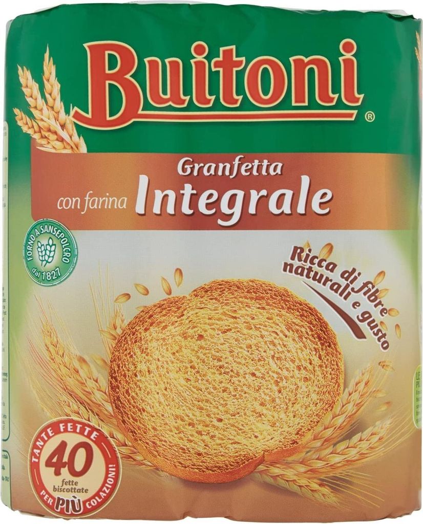 6x Buitoni Granfetta Fette Biscottate Integrali mit Vollkornmehl 40 fette Vollkorn Zwieback Kekse 300g