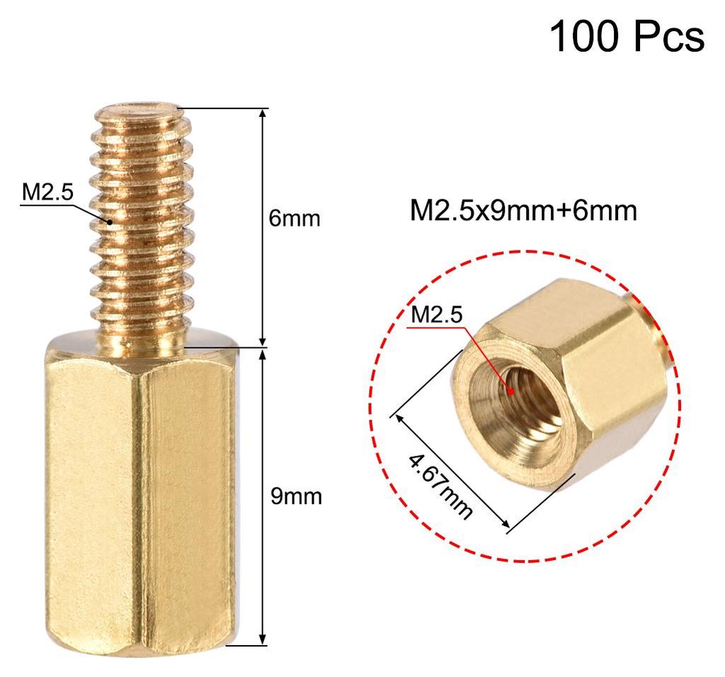 100 Stš¹ck Hex Schrauben Muttern m?nnlich-weiblich Messing PCB Motherboard Spacer M2,5x9mm + 6mm fš¹r FPV Drone Quadcopter Computer & Platine