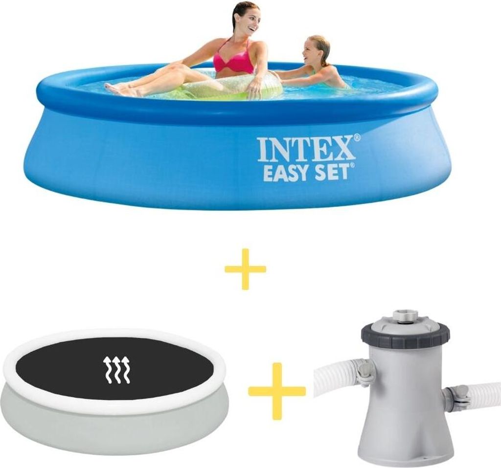 Intex Easy Set Pool - 244 x 61 cm - Inklusive Solarsegel & Filterpumpe