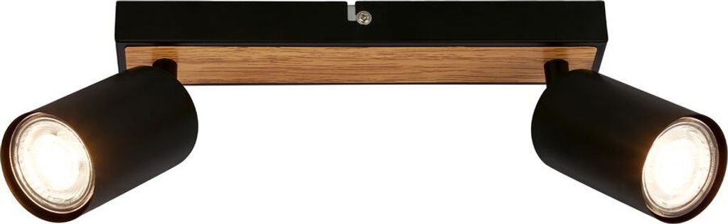 Deckenlampe schwenkbar, GU10 Fassung, max.9W, Deckenstrahler, Wohnzimmerlampe, Schlafzimmerlampe, Küchenlampe, Deckenleuchte, 25,5cm, Schwarz-Holz