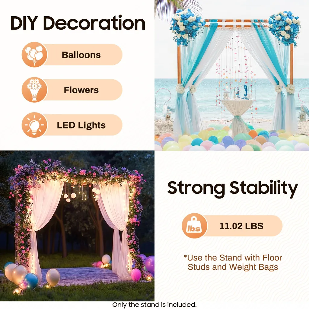 Structure arche mariage stable métal doré montage facile taille L pro - 5
