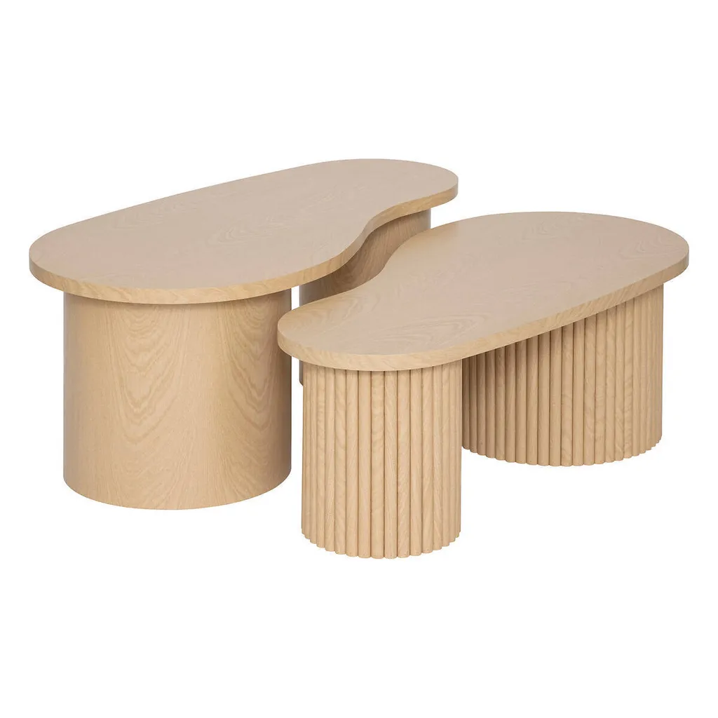 Tables basses SOLEYA 2 pièces avec plateau organique et pieds bois