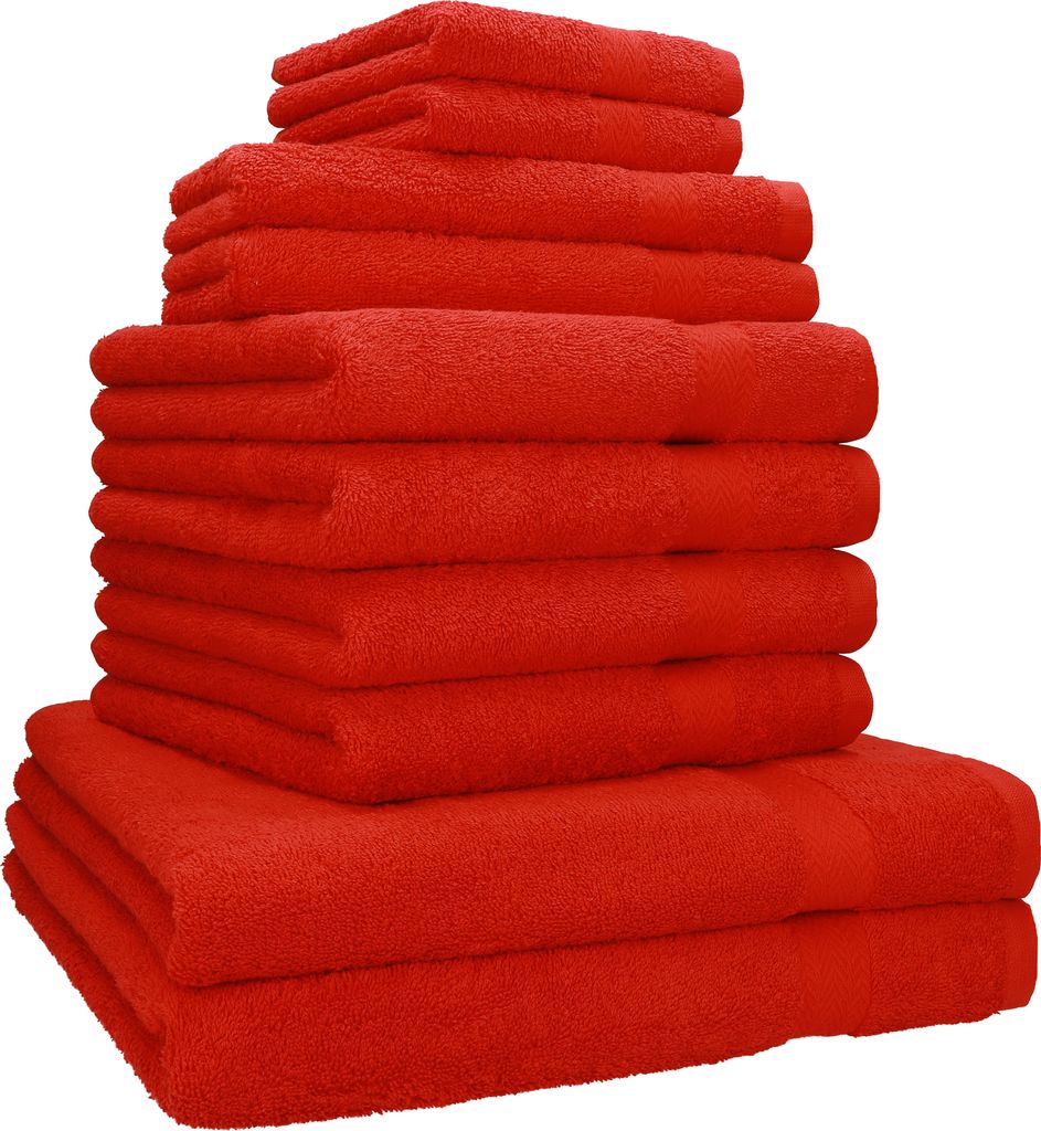 Betz 10-tlg. Handtuch-Set PREMIUM CLASSIC 2 Duschtücher 4 Handtücher 2 Gästetücher 2 Seiftücher Farbe: rot
