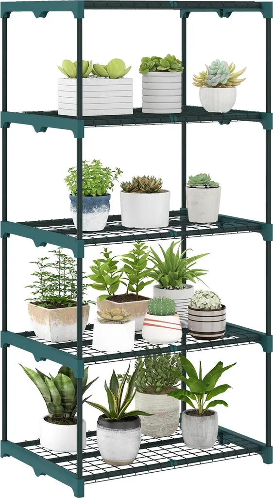 Gagnez de la place : Support pour fleurs acier vert 67x49x105 cm stable