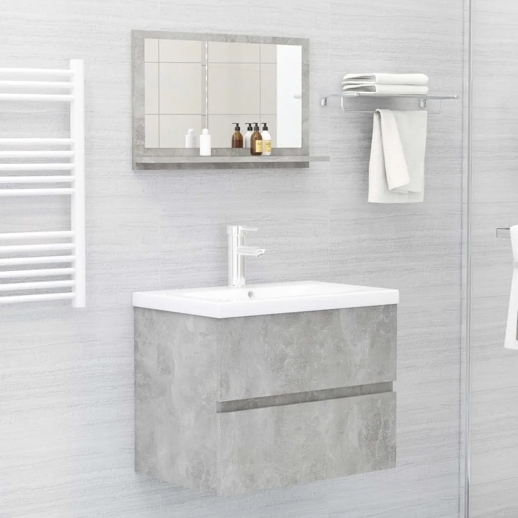 Specchio Bagno con Ripiano Grigio Cemento 60cm - The Living Store - 6