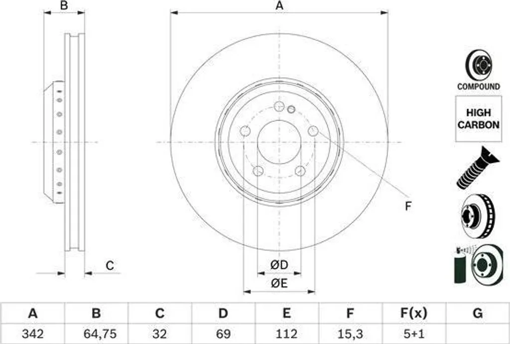 Disque de frein pour entretien Mercedes Classe S W222 Bosch G35