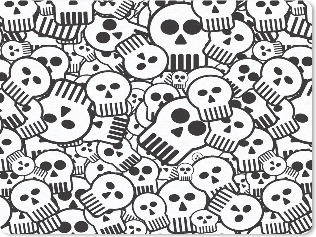 MuchoWow Mauspad Mousepad Totenkopf - Muster - Punk - Cartoon 40x30 cm - Mousepads - Maus Mat - Pad - Mausunterlage - Anti Rutsch