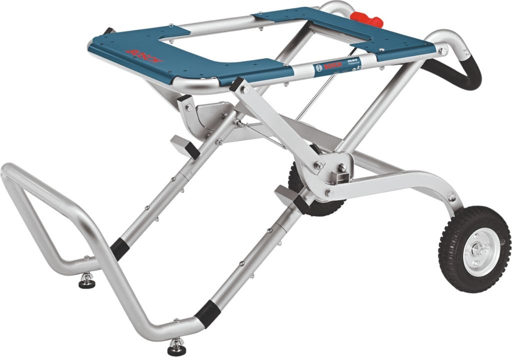 A Bosch miter saw stand is shown against a white background.