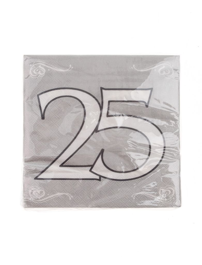 Servietten 25 Jahre silber 20 Stk. Produktbild 