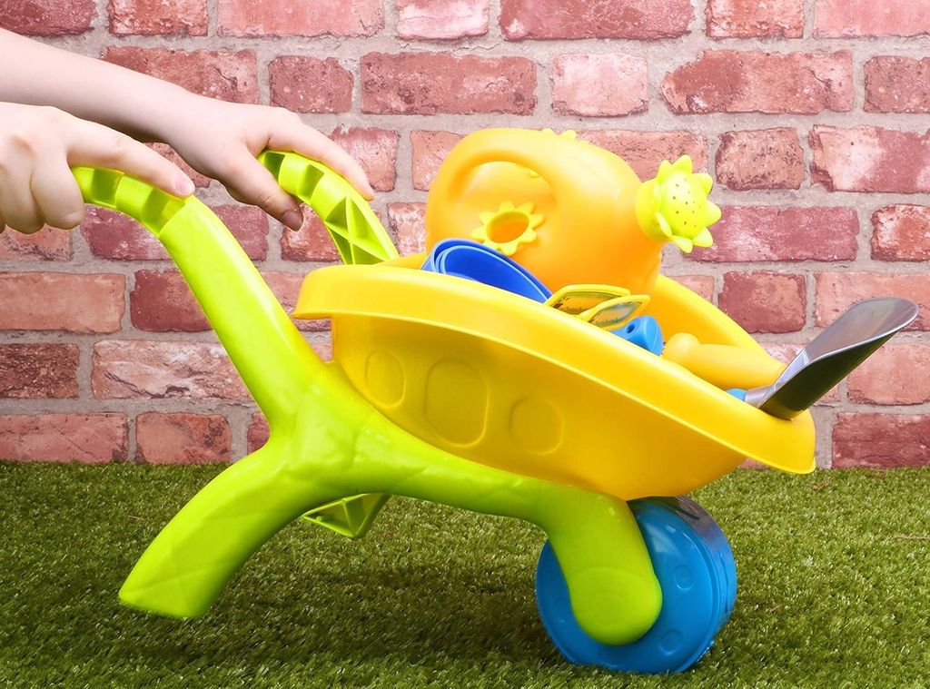 Kinder Gartenset 14-Teilig Schubkarre Gartenwerkzeugset Sprinkler Pflanzenübertöpfe Pflanzenetiketten Gemischte Gabeln Schaufel Gartenschneider G...