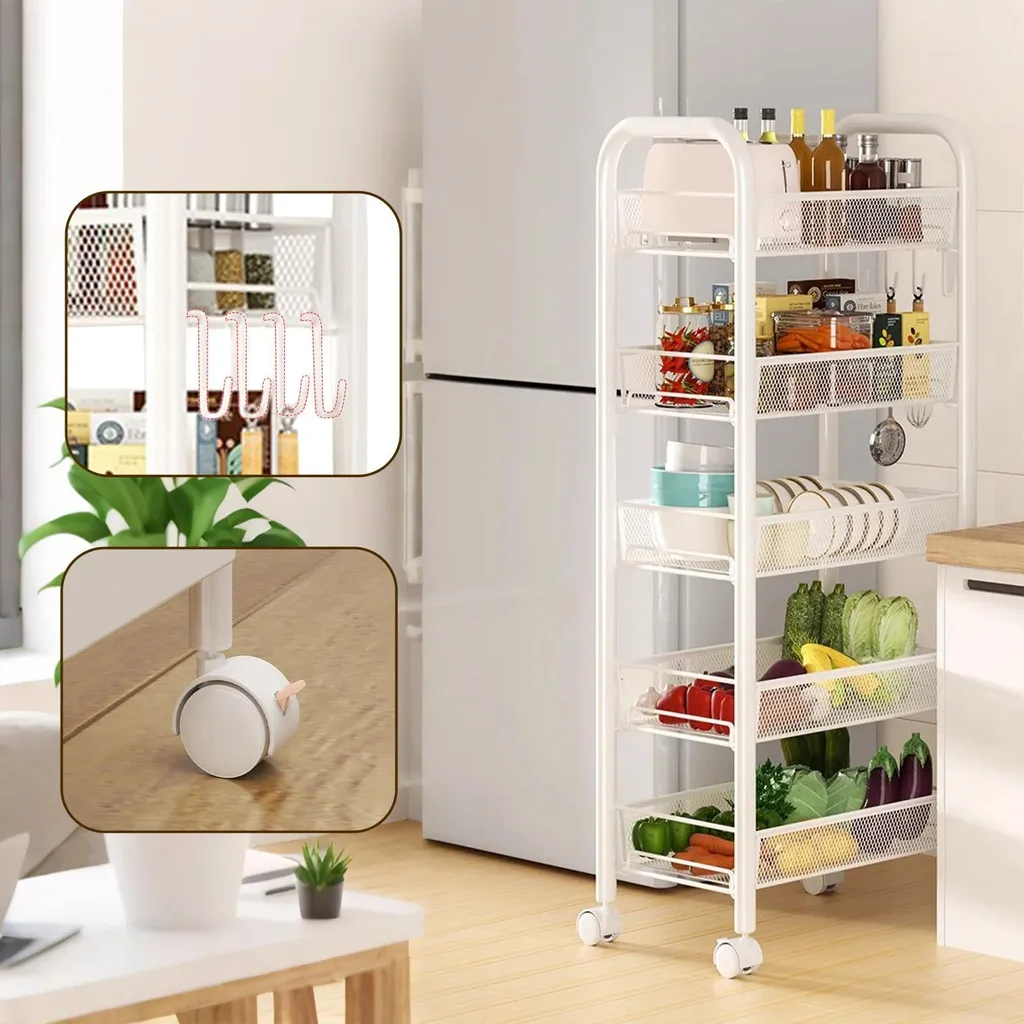 Étagère de cuisine à 5 niveaux extensible en acier blanc modèle Modulo - 4