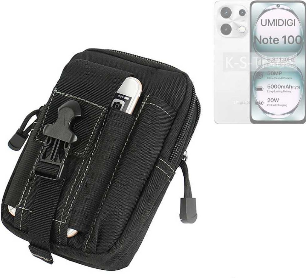 K-S-Trade Gürtel Tasche kompatibel mit UMIDIGI Note 100A Gürteltasche Holster Schutz Hülle Handy Hülle Smartphone outdoor Handy-Hülle schwarz