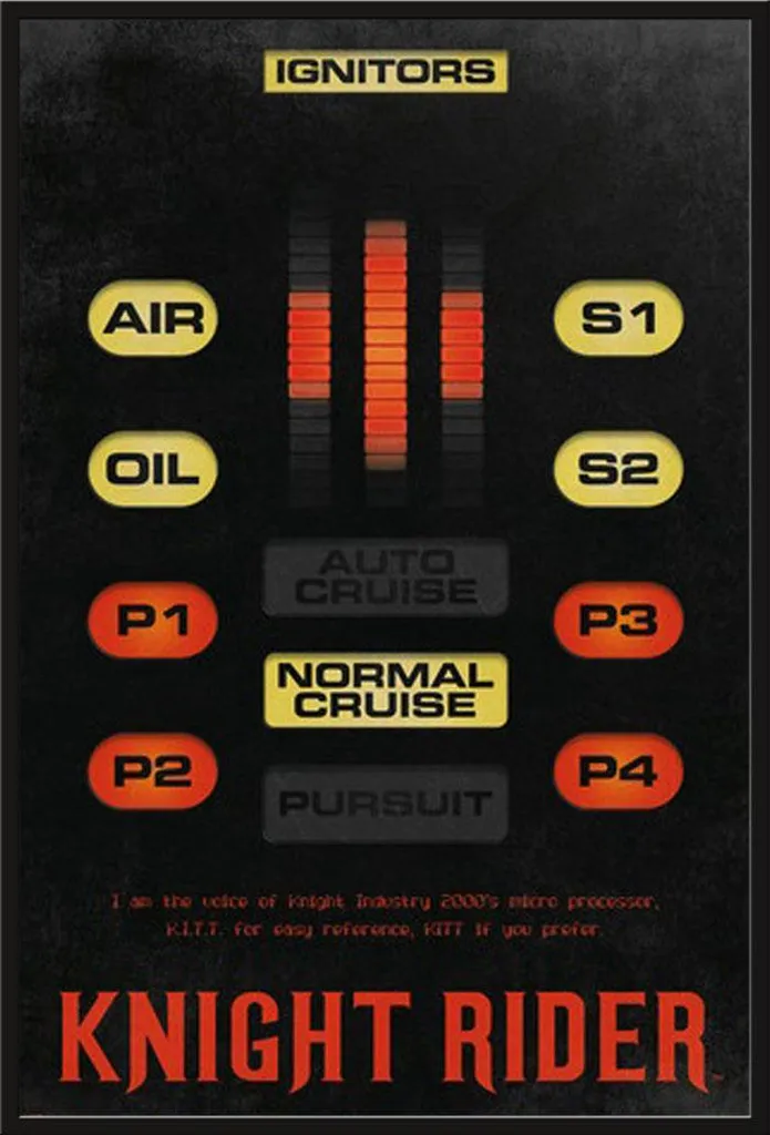 Affiche Knight Rider KITT avec Cadre Shinsuke Maxi Noir en Plexiglas