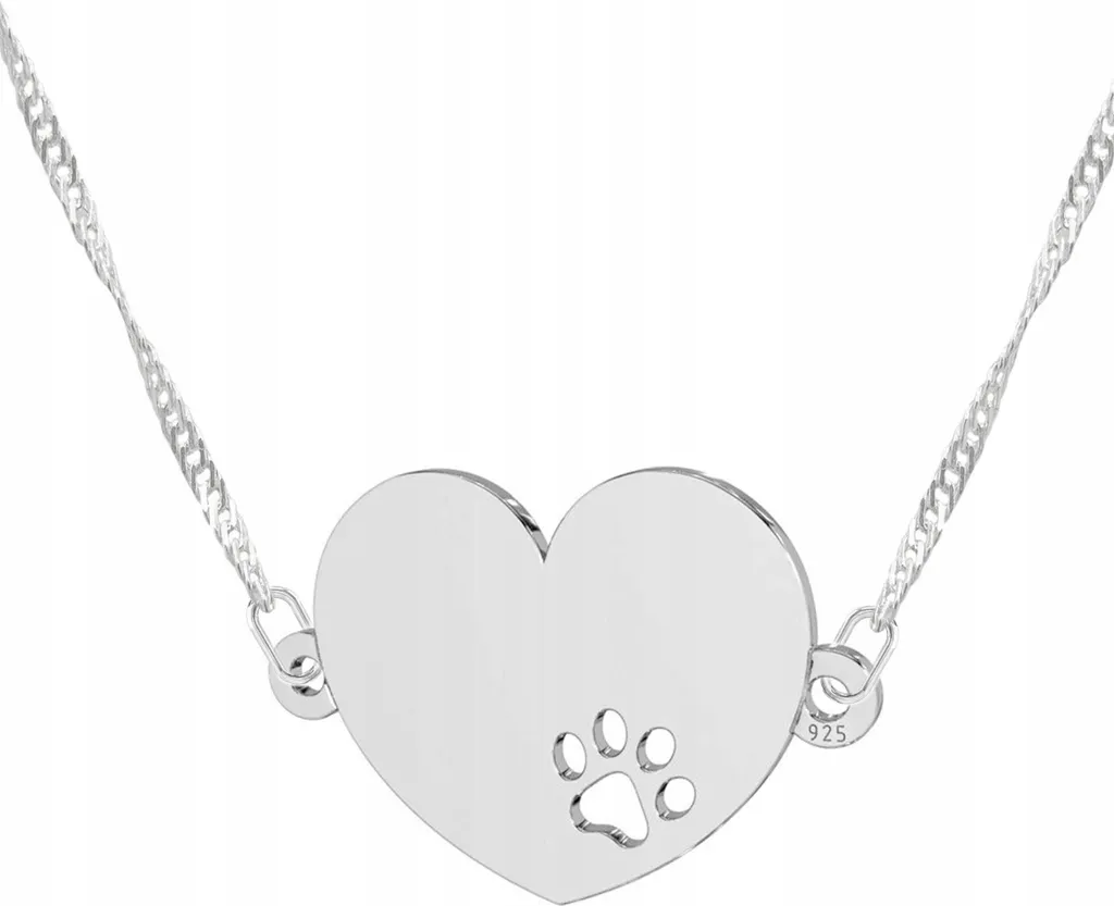 Collana d'argento con cuore e ciondolo a forma di zampa S925