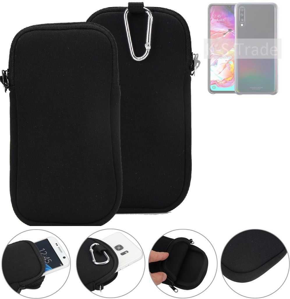K-S-Trade Neopren-Hülle Handyhülle kompatibel mit Samsung Galaxy A70 Schutzhülle Neoprenhülle Sleeve Schutz-Hülle Gürtel Tasche Case Holster
