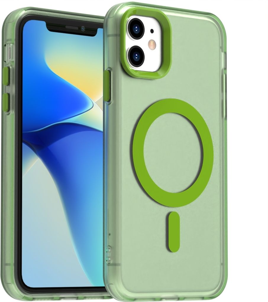 Handyhülle für iPhone 12 Pro, Hülle Kompatibel mit MagSafe, Schlank Durchscheinend Matt Stoßfest Schutzhülle Grün