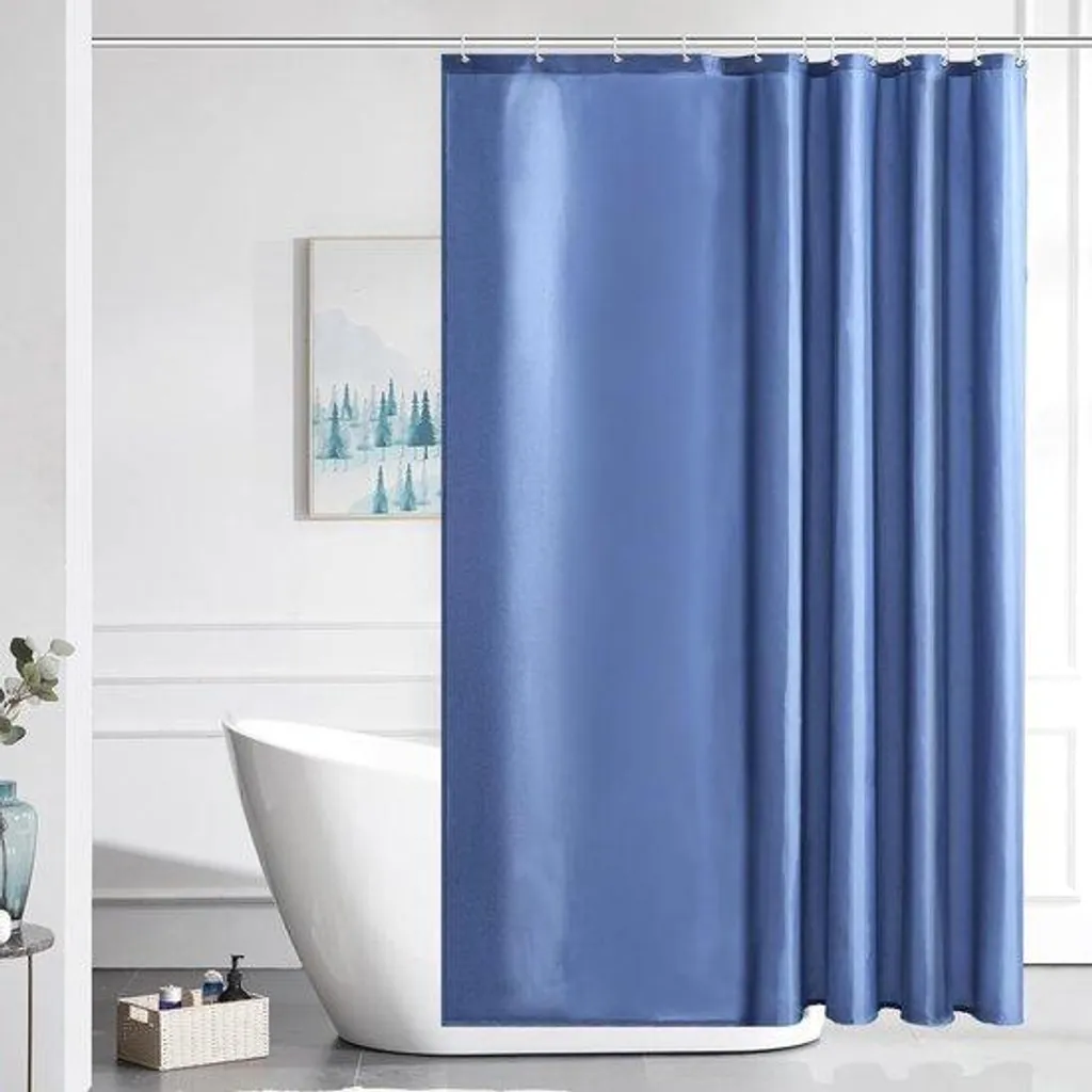 Rideau de douche anti-moisissure 180x180 cm en polyester gris et bleu