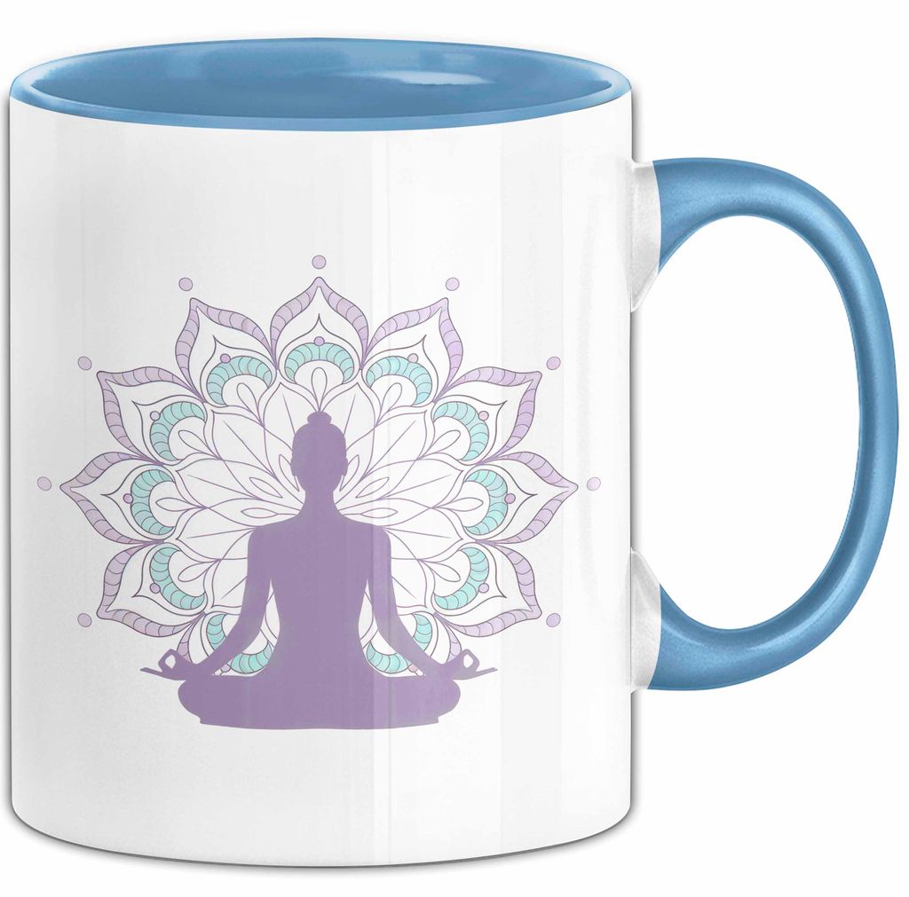 Yoga Liebhaber Tasse Geschenkidee für Zen Posen Suchende (Blau)