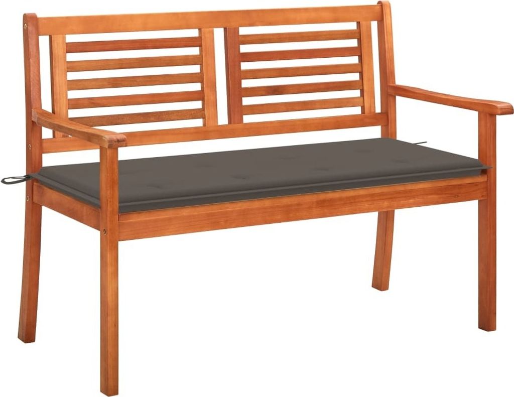 2-Sitzer-Gartenbank mit Auflage 120 cm Massivholz Eukalyptus