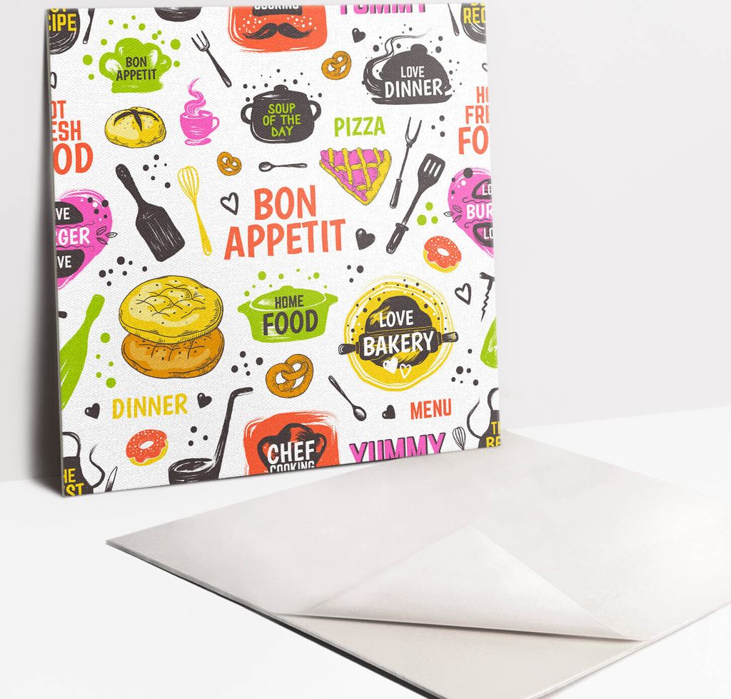 Fliesenaufkleber Set für Bad und Küche - 9 Fliesen Selbstklebend PVC - 30 x 30 - Bon Appetit -Thema!