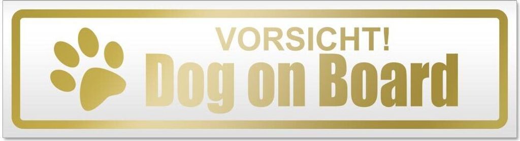 Kiwistar Vorsicht! Dog on Board Magnetschild Schild magnetisch - 20cm Gold - Magnetfolie für Auto PKW Kfz