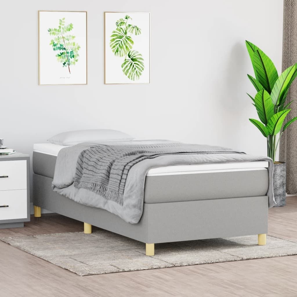 The Living Store Boxspringbett Hellgrau 90x190 cm Stoff