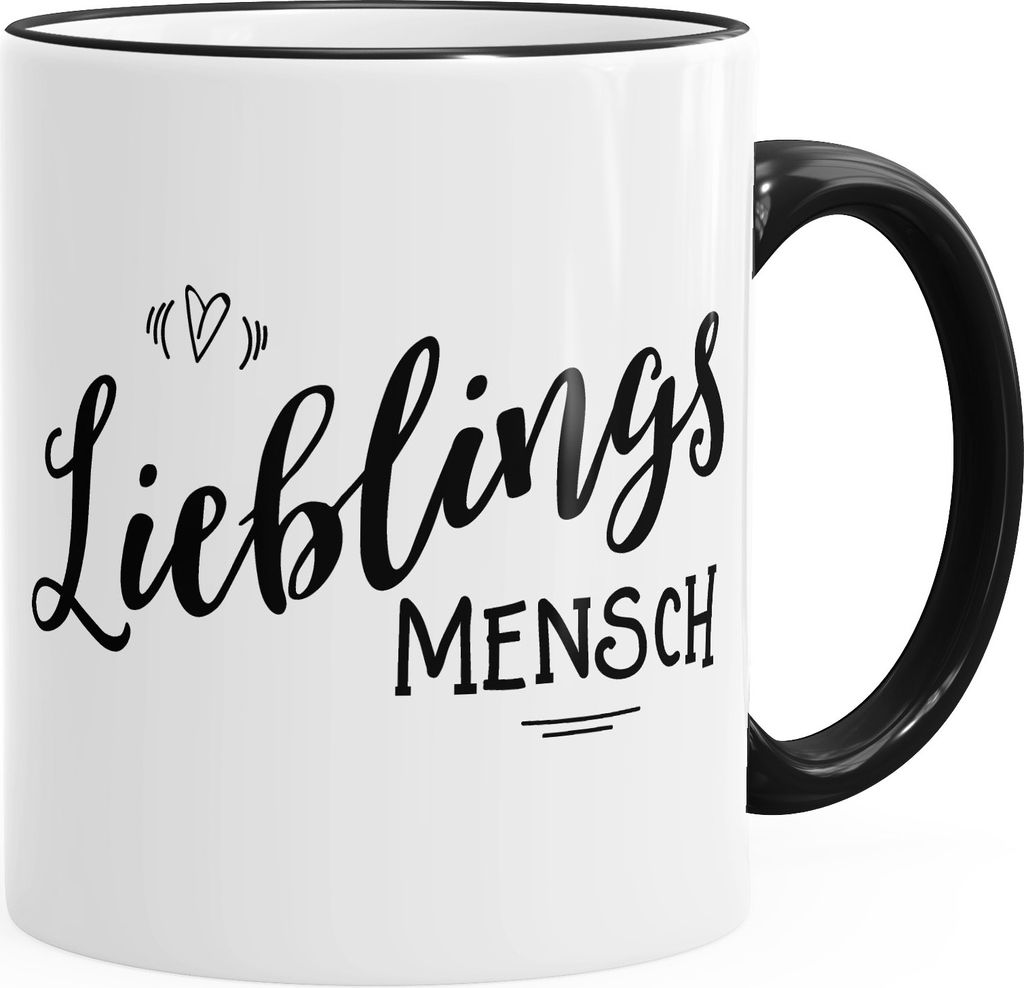 Kaffee-Tasse Lieblingsmensch Geschenk-Tasse Freundschaft Partner Freundin Farbrand MoonWorks schwarz unisize