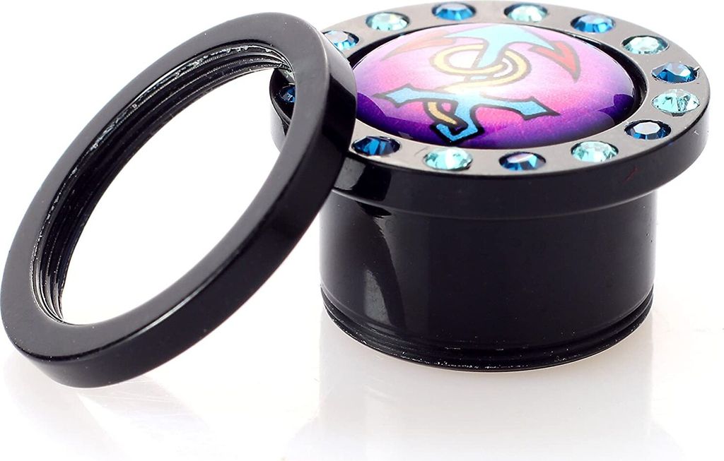 Ohr Flesh Acryl Tunnel Piercing Screw On Anker Motiv Mit Bunten Kristallen Sternen - 14mm