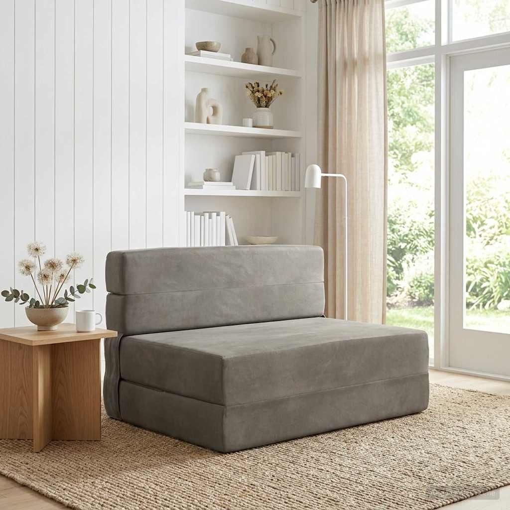 Maison Exclusive - Klappsofa Bett Hellgrau 100 x 80 x 60 cm Stoff