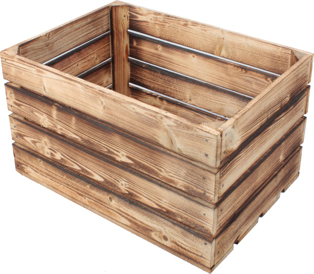 SEVICO Holzkiste Truhe Geflammte Apfelkisten Obstkisten Holz Betttablett Flaschenträger Vintage 50 x 40 x 30 cm DEKO S6-O