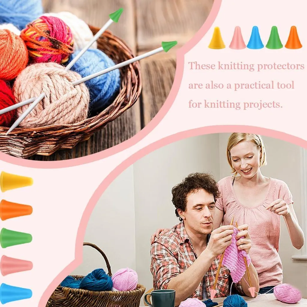Accessoires de tricot : 60 embouts de protection pour aiguilles mixtes