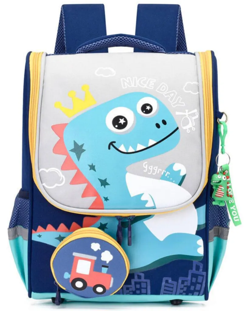 Sac d'école dinosaure pour enfant avec sachet et motif locomotive 21L