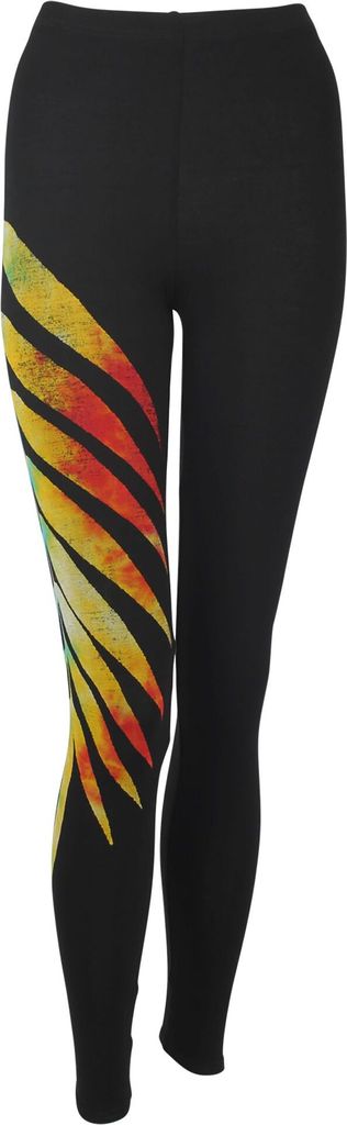 Leggings - Batik - Leaf - schwarz - bunt - S/M