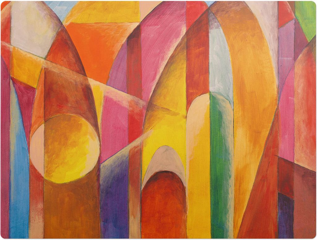 Bunte abstrakte Bögen – Bodenschutzmatte – Stuhlunterlage 120x90 cm – Rutschfest – Hartbodenmatte
